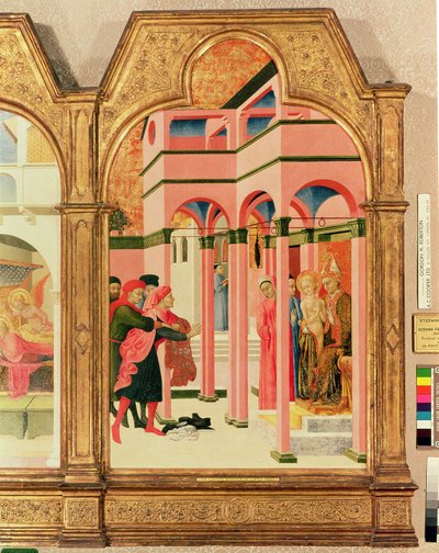 St. Franziskus entsagt seinem irdischen Vater, 1437-44 von Stefano Sassetta